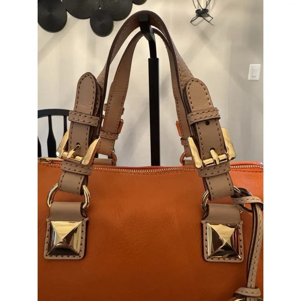 Michael Kors Grayson Medium Satchel In Orange Pebbled Leather